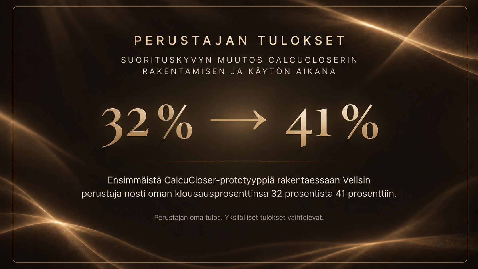 Perustajan tulokset: close rate nousi 32 prosentista 41 prosenttiin
