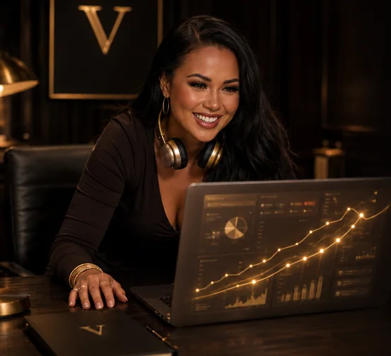 Sales coach at a warm-lit desk with dashboard on screen