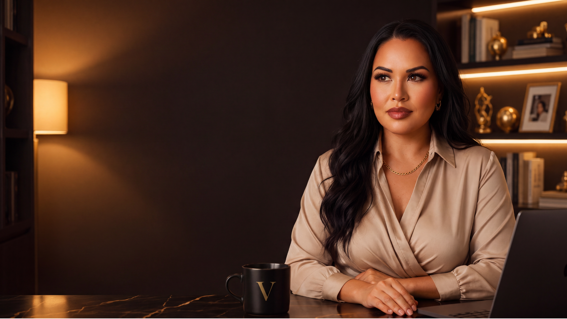 Anna Sivén, founder of Velisi, in a dark premium office
